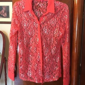 Orange button up lace Bongo top.